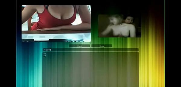  Chatroulette girl showing all to a fake video of a couple  D 01